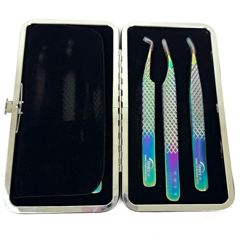 A Set of 6 Tweezers Designed For Applying Eyelash Extensions w/ Magnetic Case